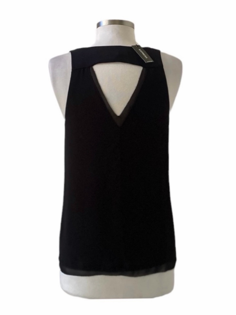 Express Black Sleeveless V-Neck Double Layered Top Size Small - Picture 6 of 7